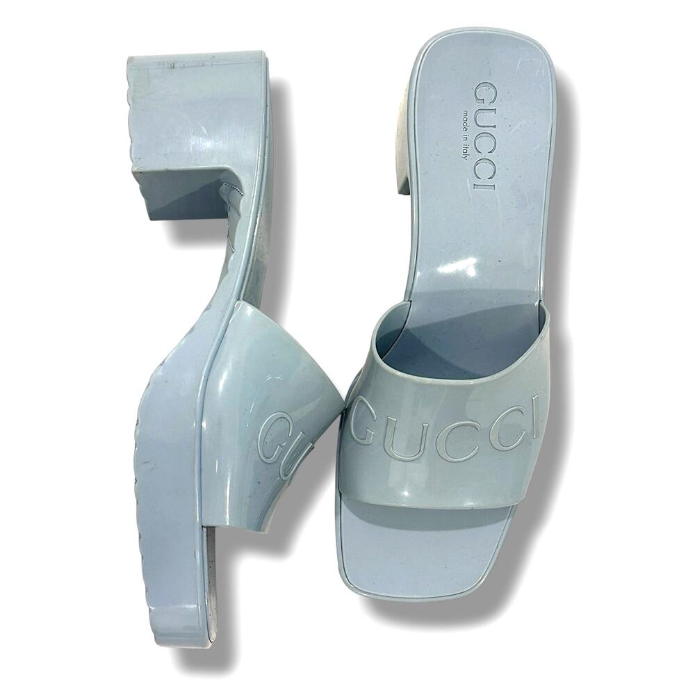 Gucci Rubber Slide Sandals Women's 36 US 6 No Box/dustbags porcelain Lt Blue